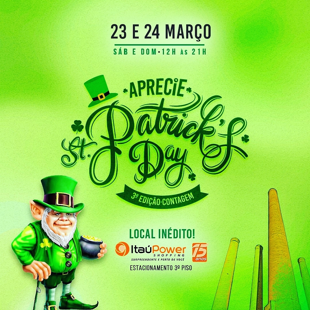 3º “Festival Aprecie – Saint Patrick’s Day” celebrará tradição irlandesa em dose dupla, em Contagem, com o melhor da gastronomia, cervejas artesanais, programação infantil, atrações circenses e Rock
