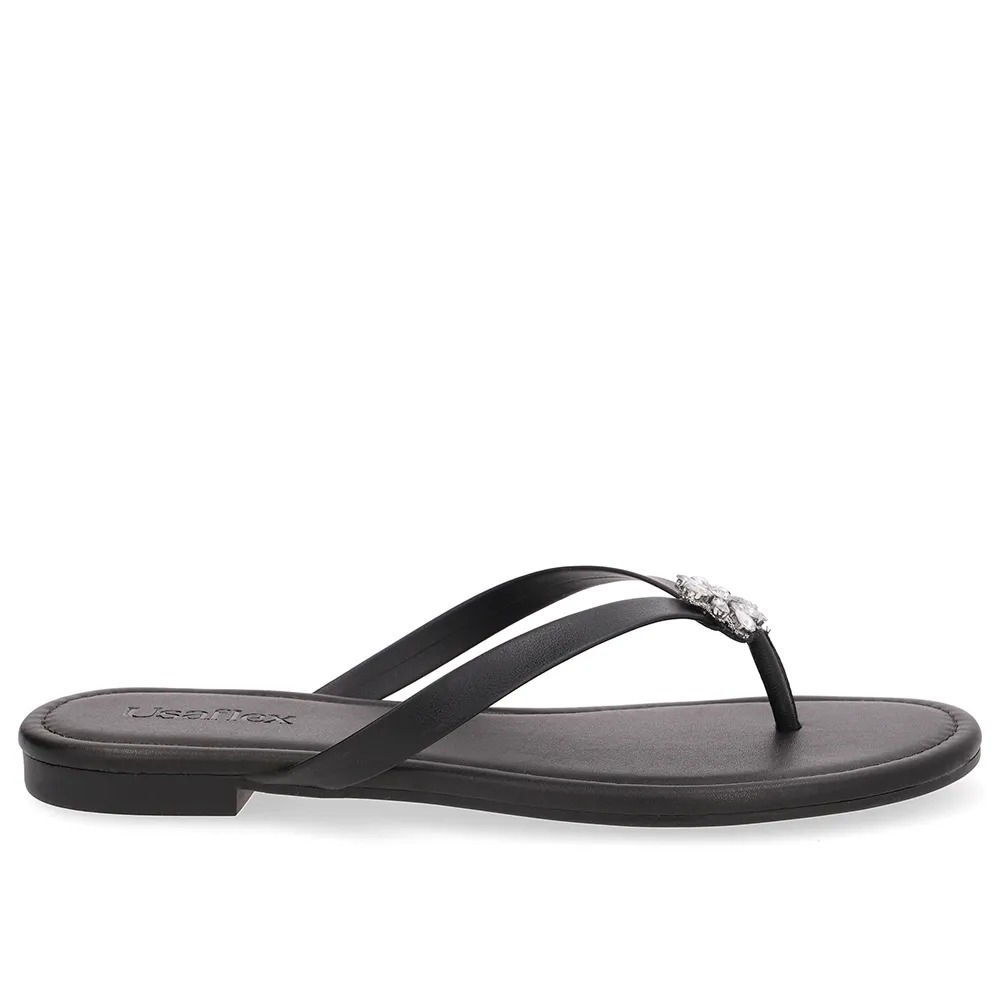Chinelo Rasteiro Couro Preto – ItaúPower Shopping